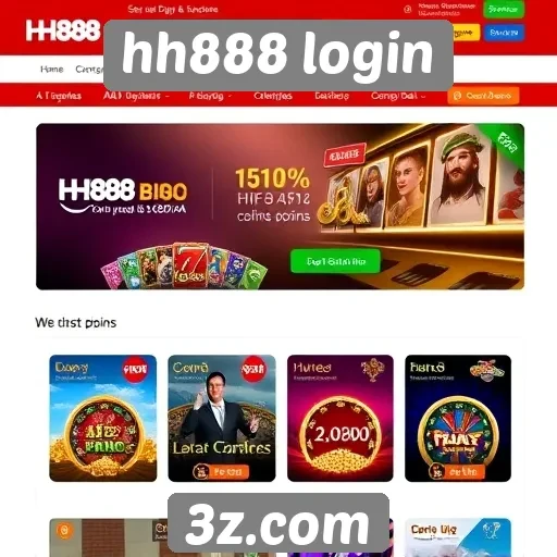 Interface do usuário do site hh888 login